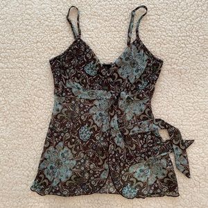 BCX Floral Patterned V-Neck Cami Blouse
